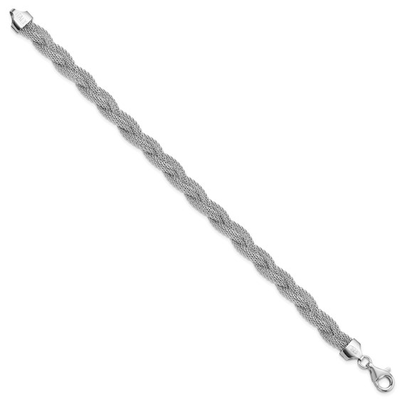Leslie's Sterling Silver Rhodium-plated Braided Polished Bracelet