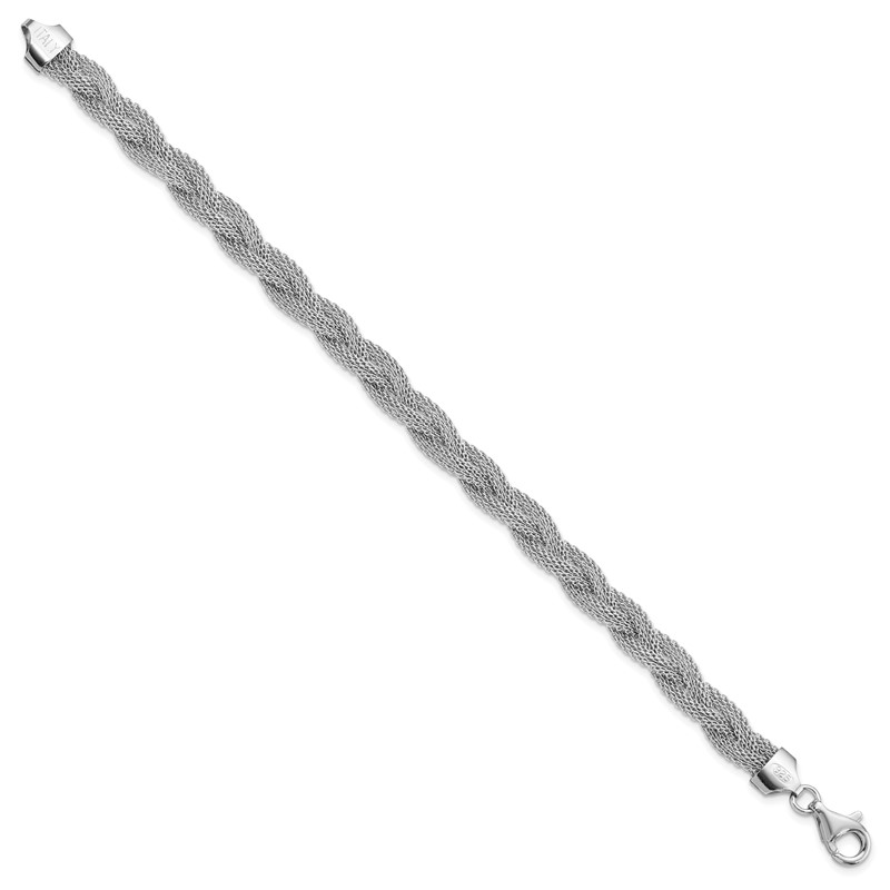 Sterling Silver Rhodium-plated Braided Polished Bracelet