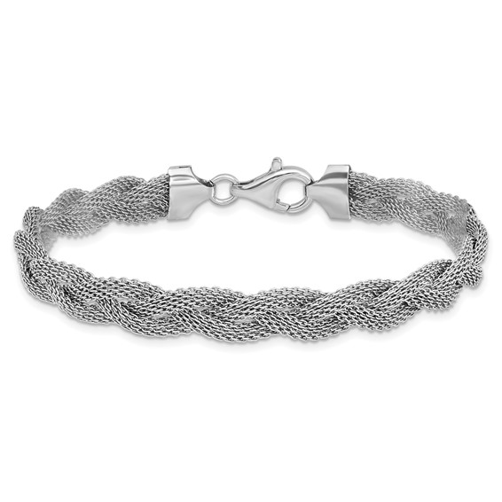Leslie's Sterling Silver Rhodium-plated Braided Polished Bracelet