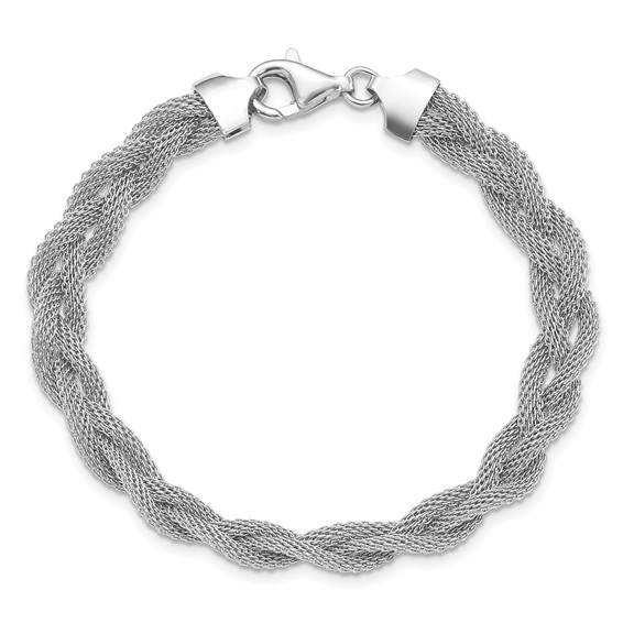 Leslie's Sterling Silver Rhodium-plated Braided Polished Bracelet