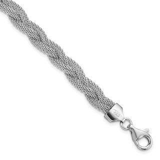 Leslie's Sterling Silver Rhodium-plated Braided Polished Bracelet
