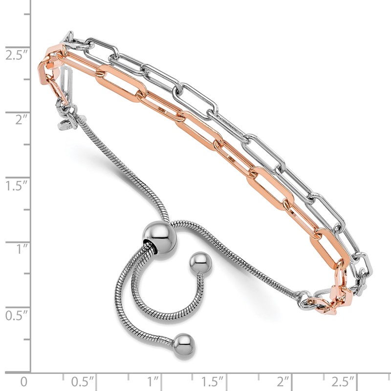 Sterling Silver Rh-p & Rose-tone 2-strand Bolo Bracelet