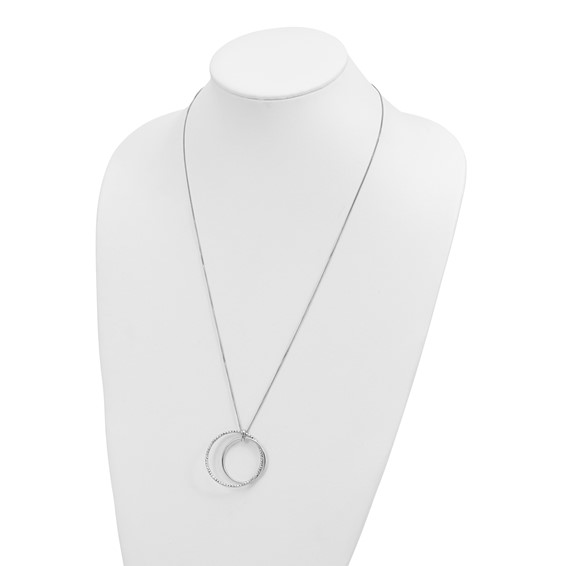 Leslie's Sterling Silver Rhodium-plated Polished D/C w/2in ext. Necklace