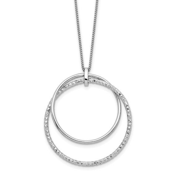 Leslie's Sterling Silver Rhodium-plated Polished D/C w/2in ext. Necklace