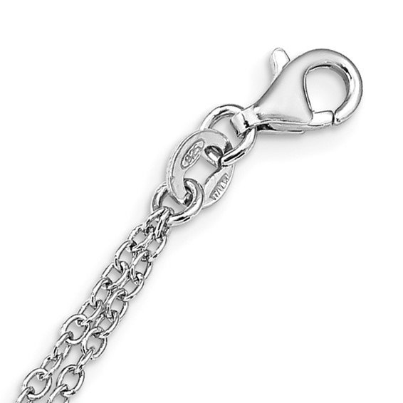 Leslie's Sterling Silver Rhod-pl CZ Cross Multi-strand w/ 2in ext. Necklace