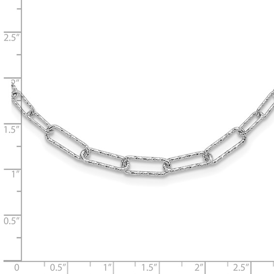 Leslie's Sterling Silver RH-plated Diamond-cut with 2in. ext Link Necklace
