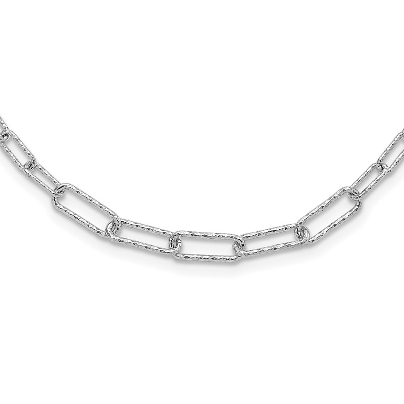 Sterling Silver RH-plated Diamond-cut with 2in. ext Link Necklace