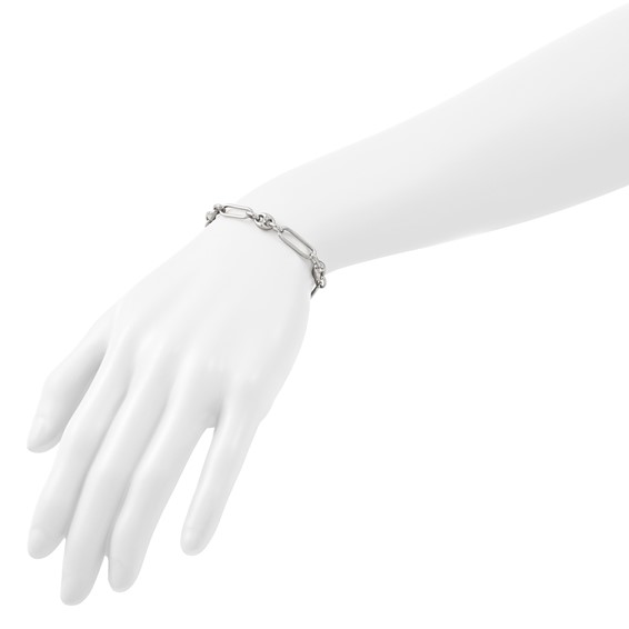 Leslie's Sterling Silver RH-plated Polished with 1in. ext Link Bracelet