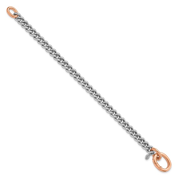 Leslie's Sterling Silver RH-plated/Rose gold-plate Curb Link Bracelet