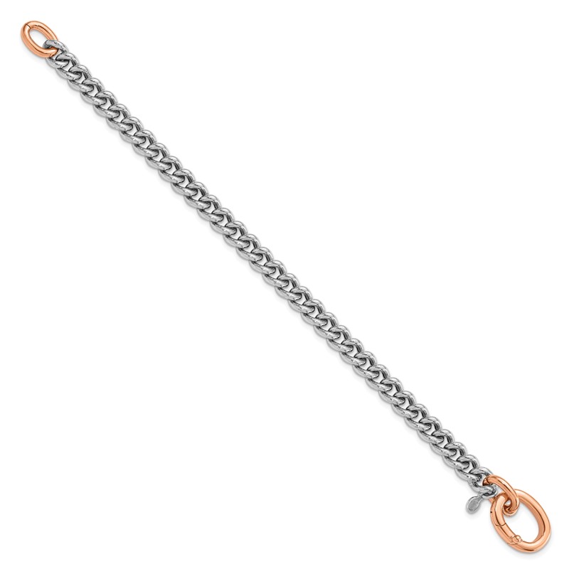 Sterling Silver RH-plated/Rose gold-plate Curb Link Bracelet