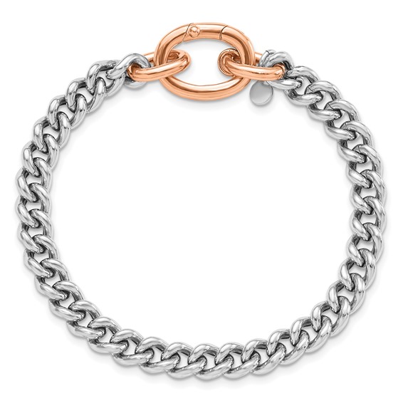 Leslie's Sterling Silver RH-plated/Rose gold-plate Curb Link Bracelet