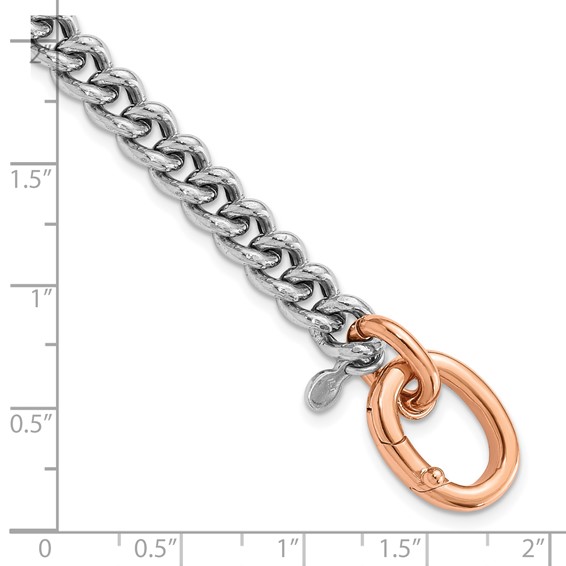Leslie's Sterling Silver RH-plated/Rose gold-plate Curb Link Bracelet