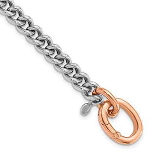 Leslie's Sterling Silver RH-plated/Rose gold-plate Curb Link Bracelet