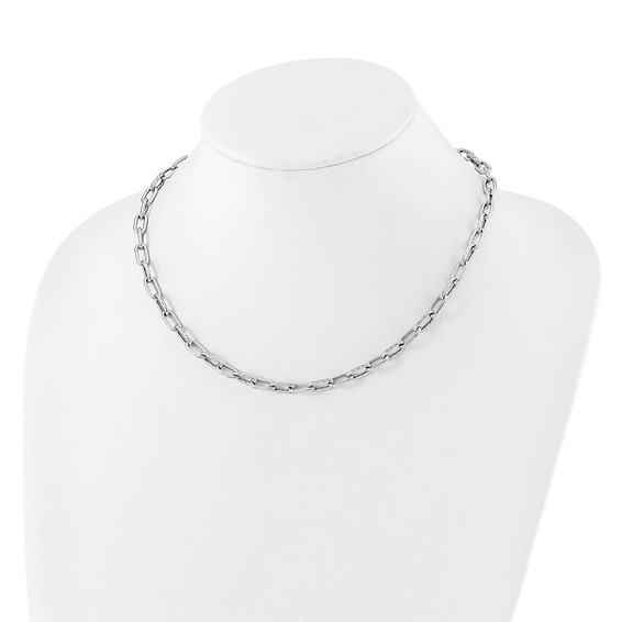 Leslie's Sterling Silver RH-plated Polished and Textured Link Necklace