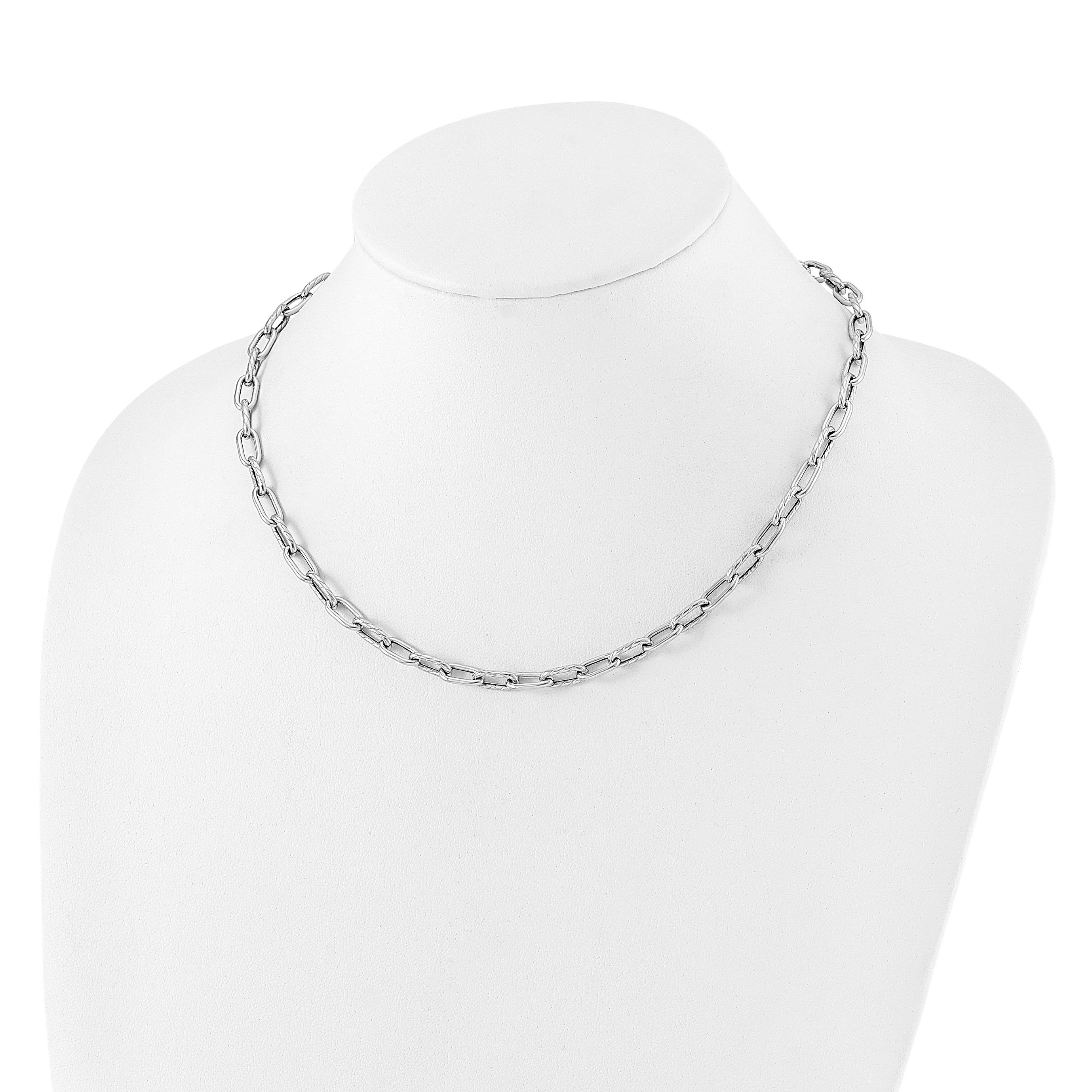 Silver Textured Paperclip Necklace