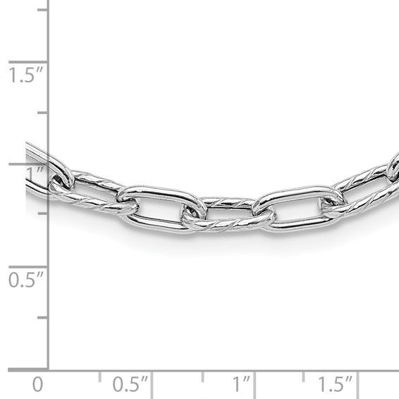 Leslie's Sterling Silver RH-plated Polished and Textured Link Necklace