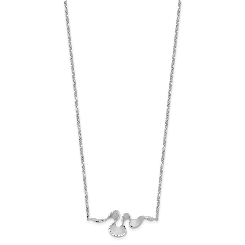 Sterling Silver RH-plt Satin / Diamond-cut with 2in. ext Necklace