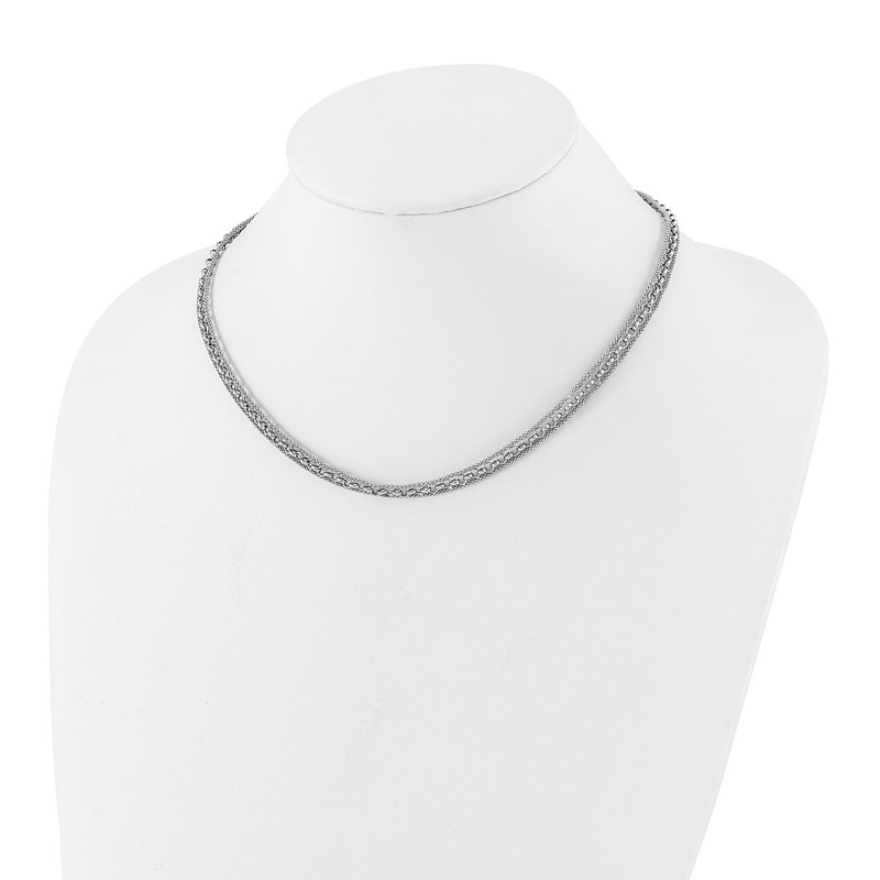 Sterling Silver Rhodium-plated Polished Fancy Necklace