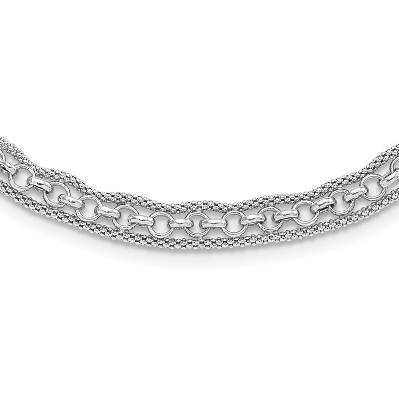 Sterling Silver Rhodium-plated Polished Fancy Necklace