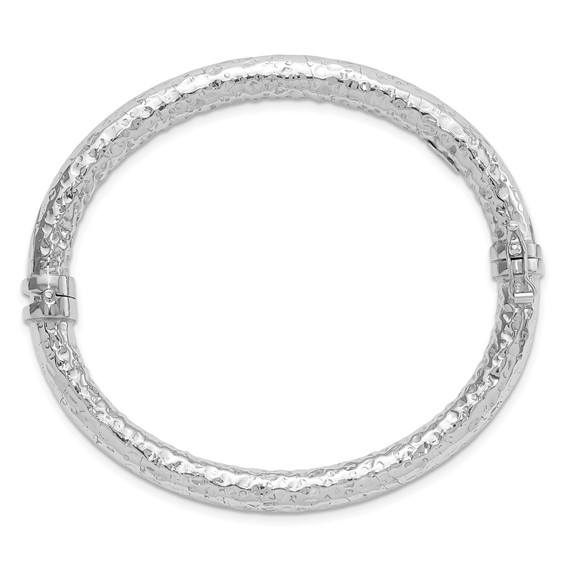Leslie's Sterling Silver Rhodium-plated Polished Hammered Bangle