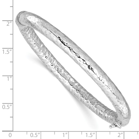 Leslie's Sterling Silver Rhodium-plated Polished Hammered Bangle