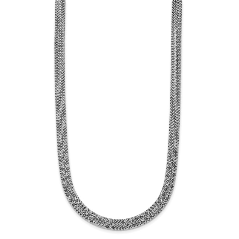 Sterling Silver Rhodium-plated Polished Mesh Woven Necklace
