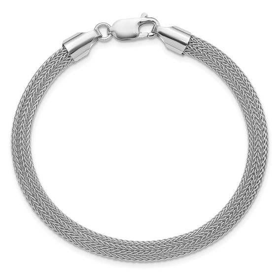 Leslie's Sterling Silver Rhodium-plated Polished Mesh Woven Bracelet