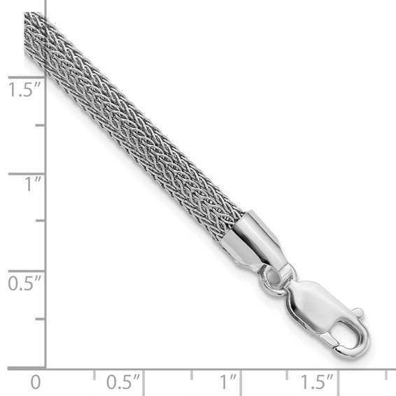Leslie's Sterling Silver Rhodium-plated Polished Mesh Woven Bracelet