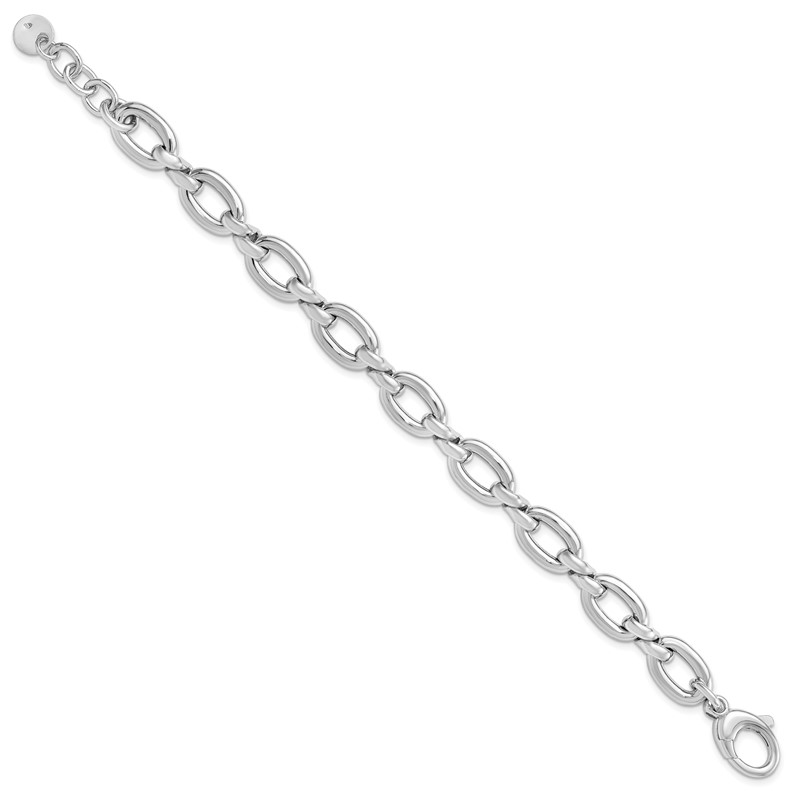 Sterling Silver RH-plate Polished with .75in ext. Link Bracelet