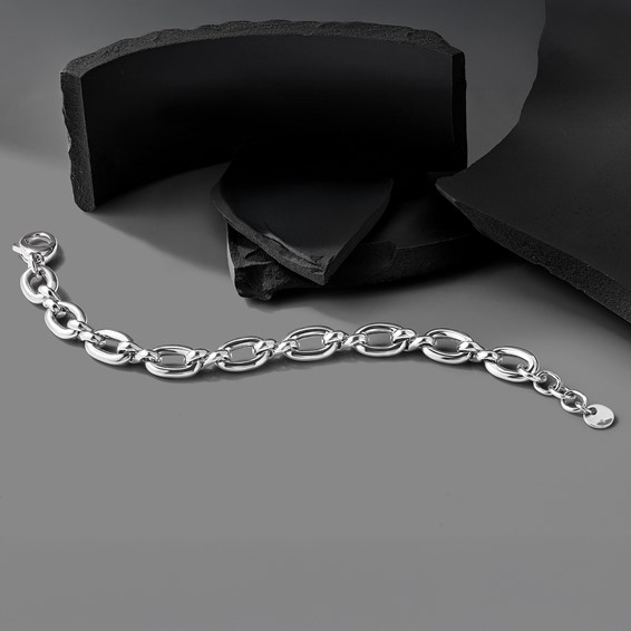 Leslie's Sterling Silver RH-plate Polished with .75in ext. Link Bracelet