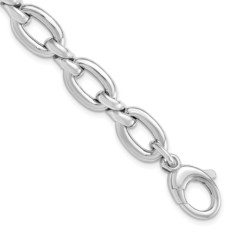 Sterling Silver RH-plate Polished with .75in ext. Link Bracelet