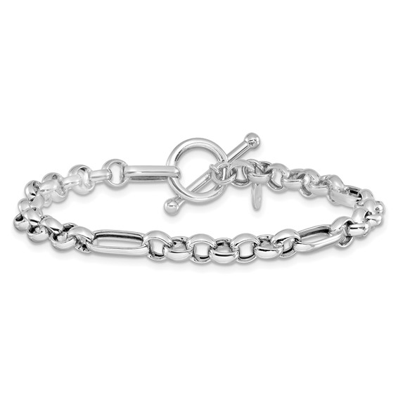 Leslie's Sterling Silver Rh-plated Polished Fancy Link Bracelet