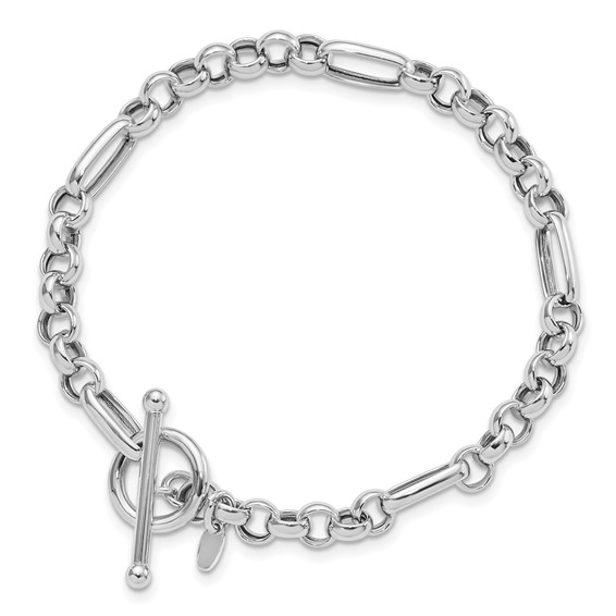 Leslie's Sterling Silver Rh-plated Polished Fancy Link Bracelet