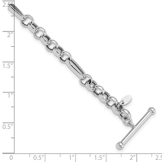 Leslie's Sterling Silver Rh-plated Polished Fancy Link Bracelet