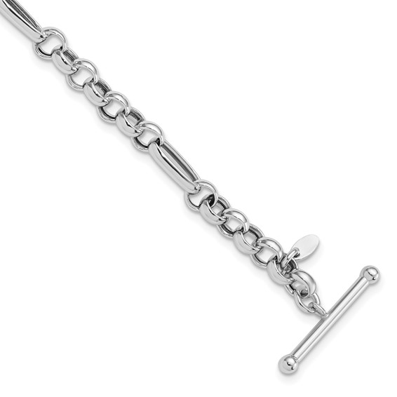 Leslie's Sterling Silver Rh-plated Polished Fancy Link Bracelet