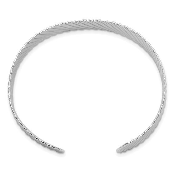 Leslie's Sterling Silver Rh-plated Polished and Grooved Cuff Bracelet