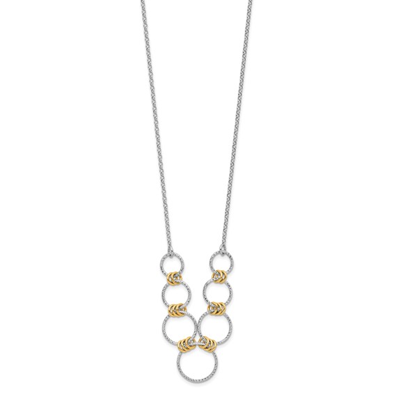 Leslie's Sterling Silver RH/Gold-plt Dia.-Cut Circles with 2in ext Necklace