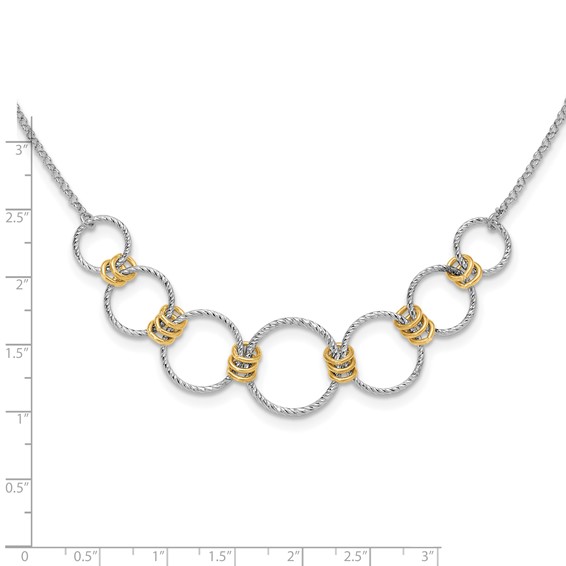 Leslie's Sterling Silver RH/Gold-plt Dia.-Cut Circles with 2in ext Necklace