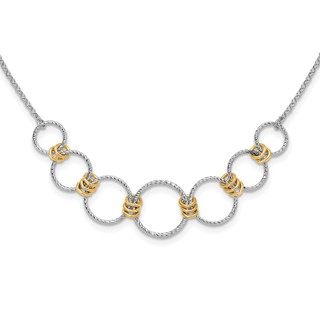 Leslie's Sterling Silver RH/Gold-plt Dia.-Cut Circles with 2in ext Necklace