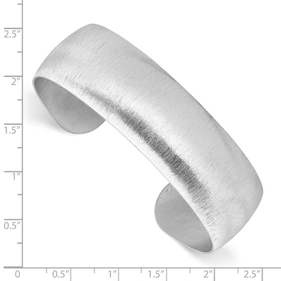 Leslie's Sterling Silver Rhodium-plated Brushed Cuff Bangle
