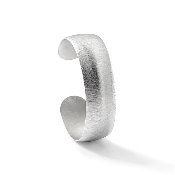 Leslie's Sterling Silver Rhodium-plated Brushed Cuff Bangle