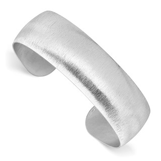Leslie's Sterling Silver Rhodium-plated Brushed Cuff Bangle