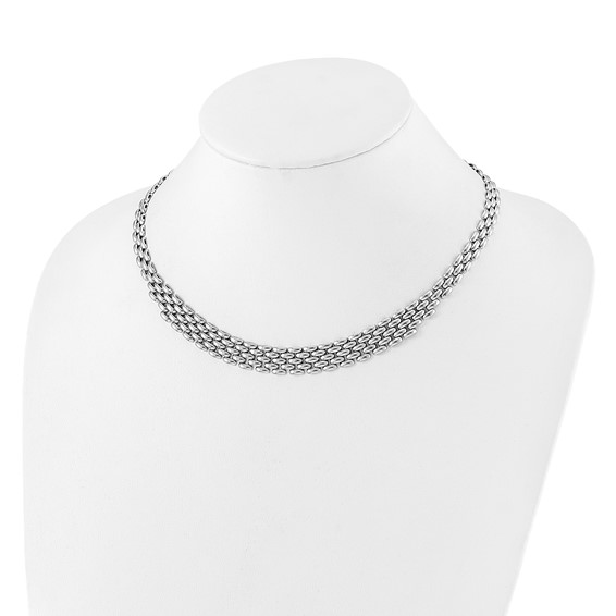 Leslie's Sterling Silver Rhodium-plated Polished Fancy Link Necklace