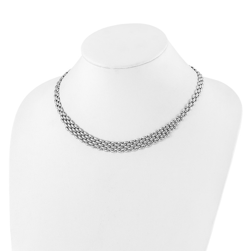 Sterling Silver Rhodium-plated Polished Fancy Link Necklace