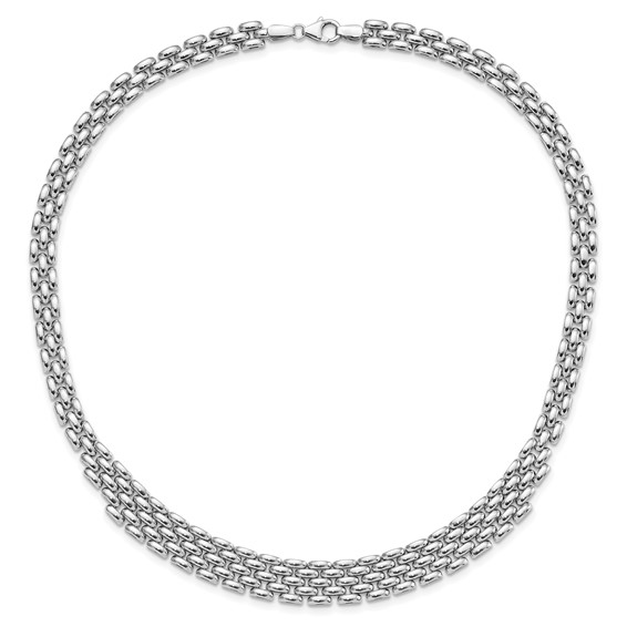 Leslie's Sterling Silver Rhodium-plated Polished Fancy Link Necklace