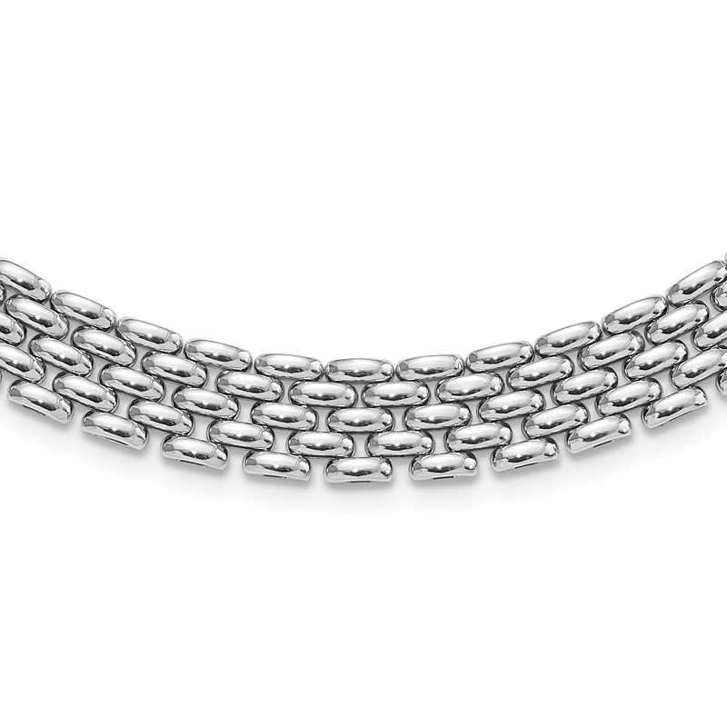 Sterling Silver Rhodium-plated Polished Fancy Link Necklace