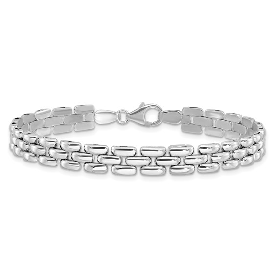 Leslie's Sterling Silver Rhodium-plated Polished Fancy Link Bracelet