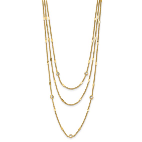 Leslie's Sterling Silver Gold-tone CZ Layered with 1.5in ext. Necklace