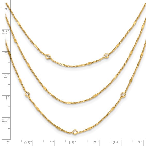 Leslie's Sterling Silver Gold-tone CZ Layered with 1.5in ext. Necklace