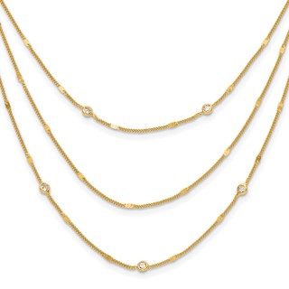 Leslie's Sterling Silver Gold-tone CZ Layered with 1.5in ext. Necklace